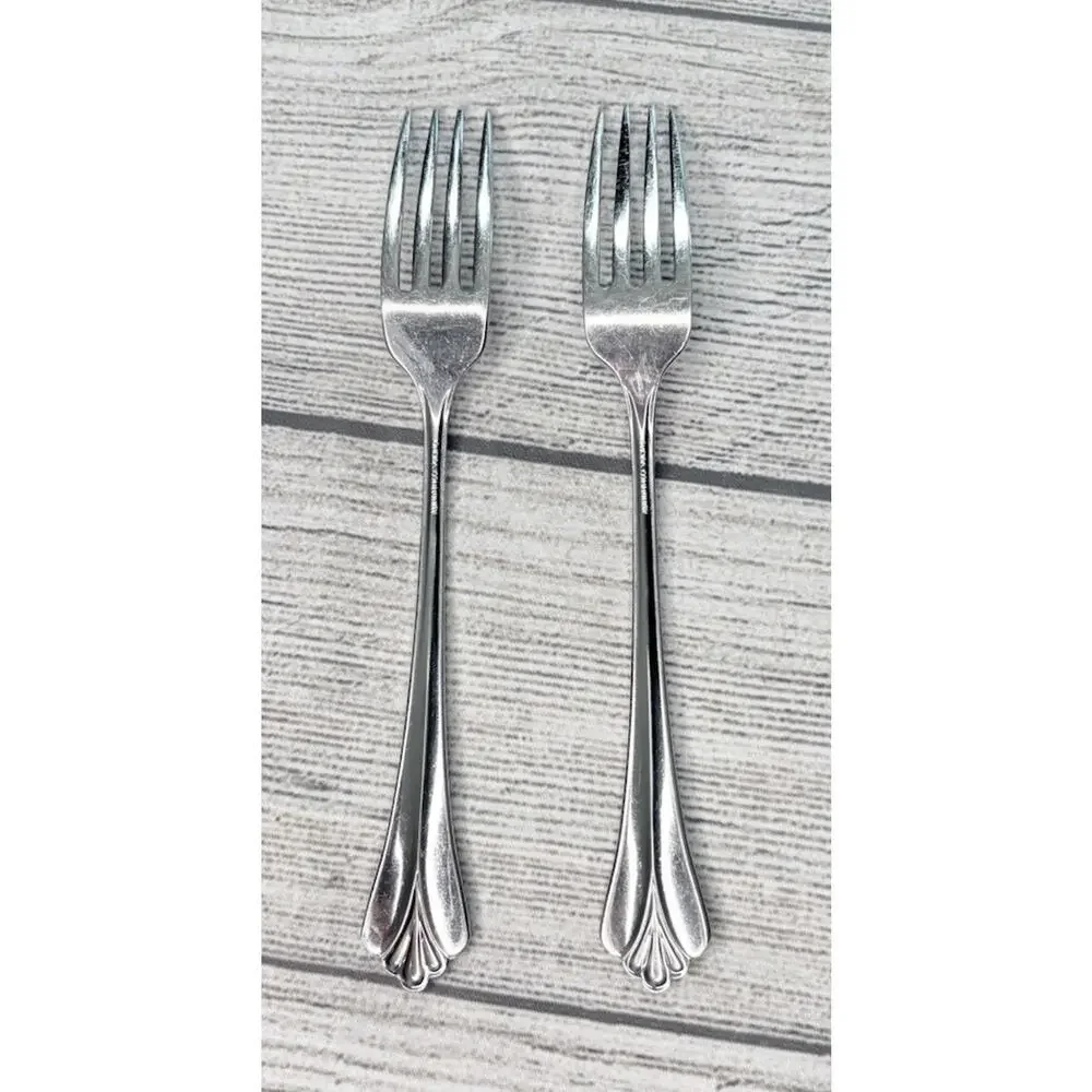 Royal Flute by Oneida Stainless Flatware Silverware Dinner Forks Lot Of 2-7 3/4